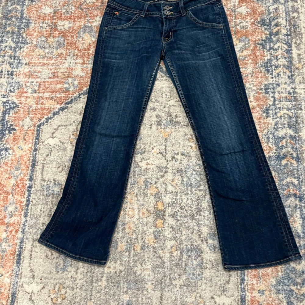 Hudson Vintage Y2K! Women’s Cropped Low Rise Flare Denim Jeans 28 Boho Grunge